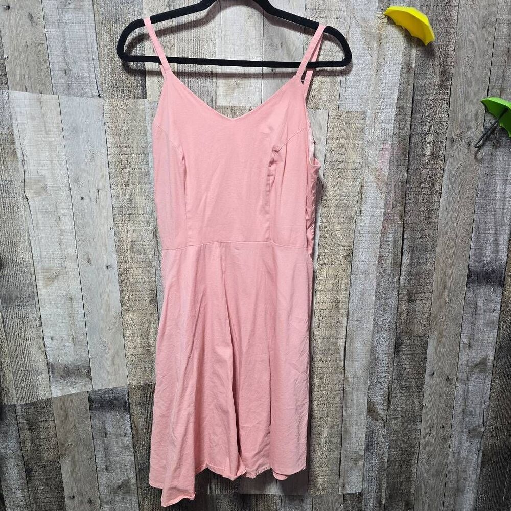 GOOBGS Pink Fit and Flare Mini Skater Dress 2xl Coquette Simple Wedding Guest
